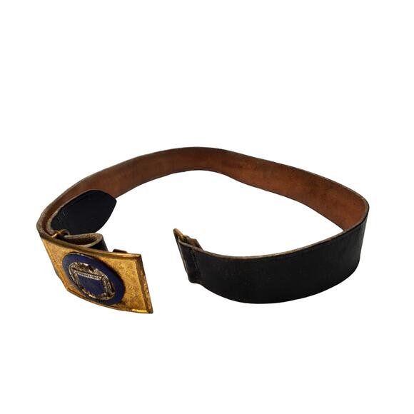 1930s Augusta US Military Academy Belt and Buckle Inscribed Gold Tone 33.5" - Picture 3 of 9